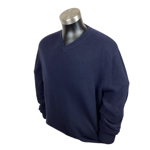 Marshall Fields Cashmere Sweater Navy V-Neck - Picture 2 of 10